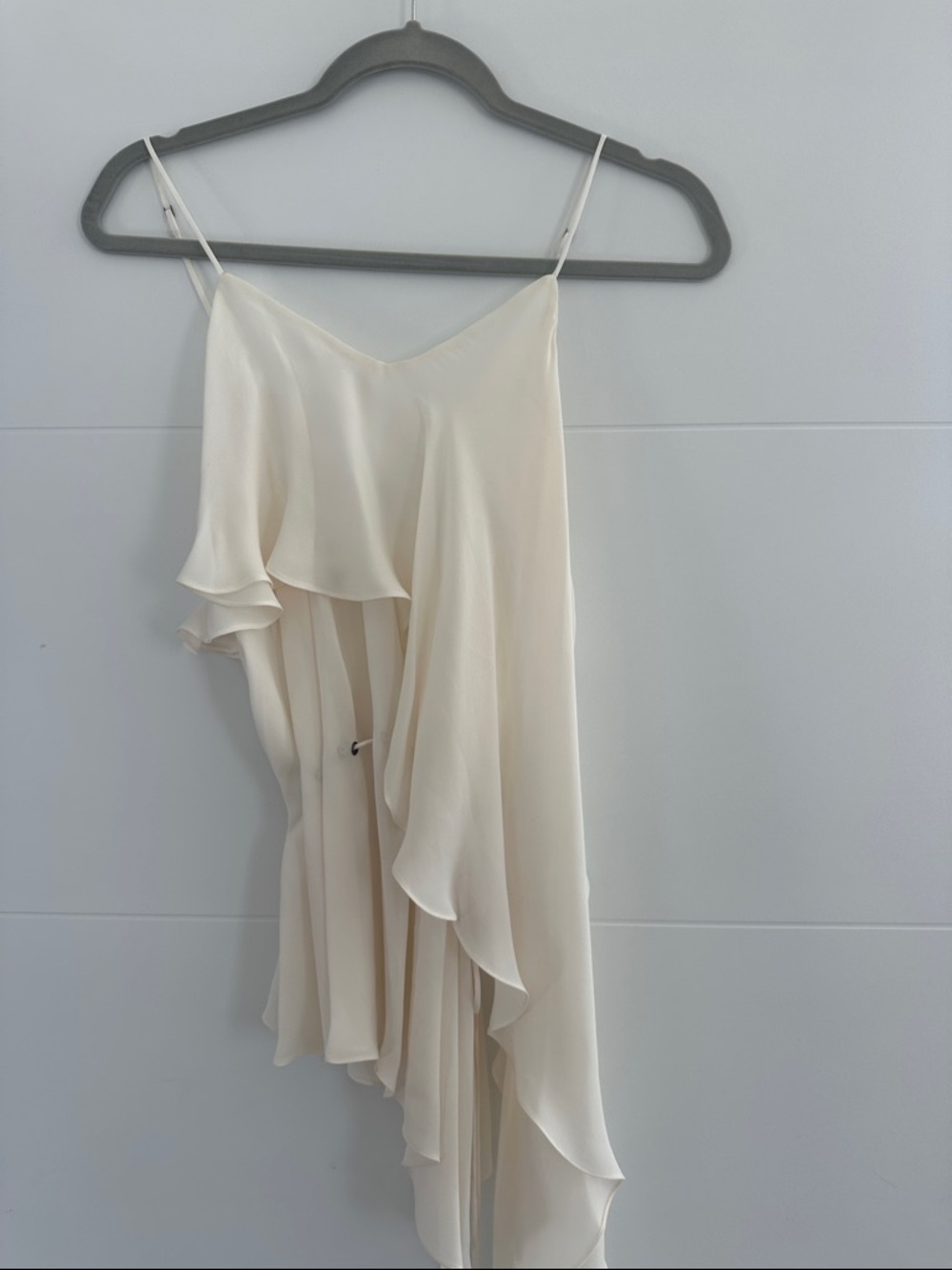 Haute Hippie Ivory Asymmetrical Ruffle Top